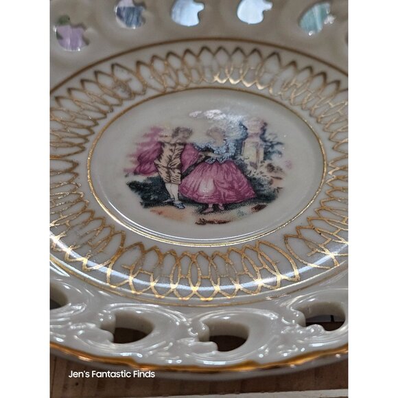 Porcelain Stylecraft #1650 Decorative Plate With Victorian Couple & Gold Trim Ma - Picture 10 of 13